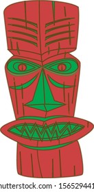 Traditional green red totem vectror