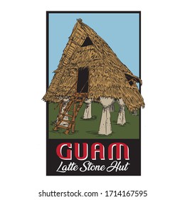 Traditional Guam Island Latte Stone Hut Vector illustration, good for t shirt and all merchandise design