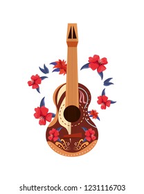 traditional guitar and flowers