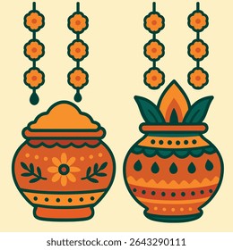 Traditional Haldi and Mehendi Design Elements for Festive Indian Wedding Invitation Templates
