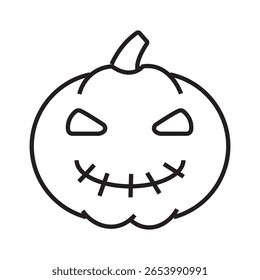 Ícone tradicional de jack-o’ lanterna de Halloween com rosto assustador esculpido. Um símbolo de festividade e medo de outubro. Ícones de estrutura de tópicos Coleção. traçado editável. ilustração de vetor