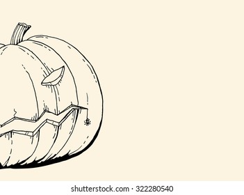 Traditional Halloween Jack-o-lantern pumpkin greeting card with room for your text. Halloween night celebration card of flyer template.