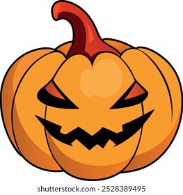 Traditional Halloween pumpkin with a scary face, vector