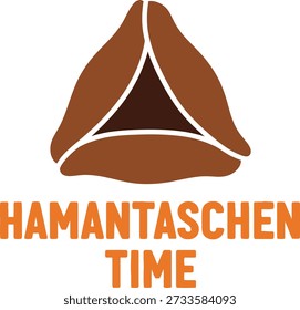 Traditional Hamantaschen Time cookie typography t-shirt design vector illustration for Purim Jewish holiday food dessert and traditional celebration on transparent background.