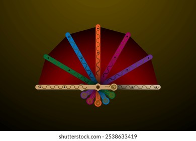 Design tradicional de ventilador de mão com várias cores