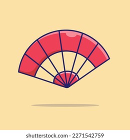 Traditional Hand Fan Vector, Flat Icon, Flat Design