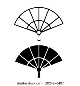 Traditional hand-held fan flat style icon vector