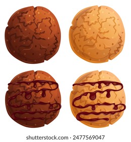 Traditional handmade cookies classic and chocolate set isolated on white. Bakery shop elements.