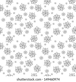 traditional handmade folk seamless black and white floral background for textile design,  and high quality print