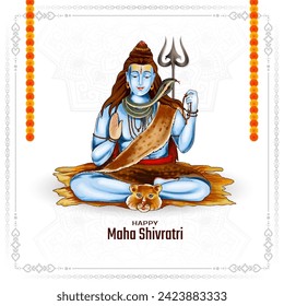 Traditional Happy Maha Shivratri Indian festival decorative background design vector