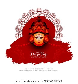 Traditional Happy Navratri and Durga puja Indian festival stylish background vector