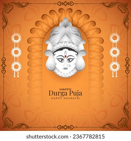 Traditional Happy Navratri and Durga puja festival background design vector