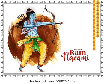 Traditional Happy Ram navami festival celebration greeting card vector