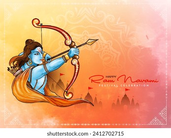 Traditional Happy Ram navami Hindu festival greeting card design vector