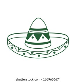 Traditional hat for cinco de mayo mexican celebration. Vector illustration line style icon