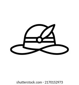 Traditional Hat Icon. Line Art Style Design Isolated On White Background