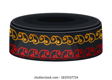 Traditional Headdress or Hat with Indigenous Embroidery as Georgia Country Attribute Vector Illustration