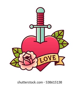 Old School Rose Tattoo Ribbon Word Stock Vector (Royalty Free ...