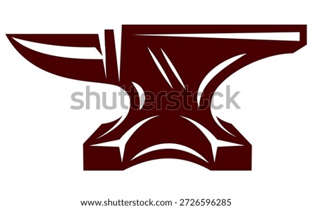 Traditional heavy blacksmith s anvil made of cast iron or steel, used for forging and shaping metal in a workshop setting.