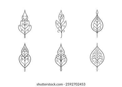 Traditional Henna Motifs with Graceful Leaves