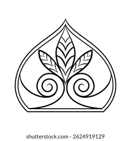 Traditional high quality vector line drawing, symmetrical floral pattern, hand drawn, suitable for coloring, cultural art, oriental and vintage.