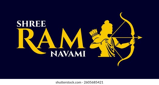 Traditional Hindu festival Ram Navami celebration greeting design. Ram Navami typography, Ram Navami post design.
