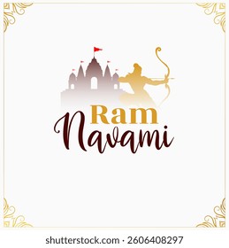 Traditional Hindu festival Ram Navami celebration greeting design. Ram Navami typography, Ram Navami post design.

