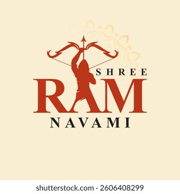 Traditional Hindu festival Ram Navami celebration greeting design. Ram Navami typography, Ram Navami post design.
