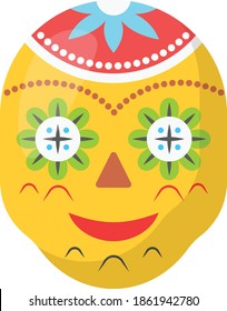 Traditional Hispanic Mask Vector color Icon Design, Mexican mask folk art concept, Mexican culture symbol on White background, Customs and Traditions Signs, cinco de Mayo federal holiday elements