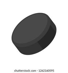 Traditional hockey puck. Sports equipment, game, period. Can be used for topics like competition, league, goaltender