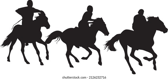 Traditional horse racing with mongolian horses
