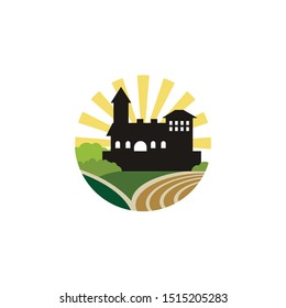Traditional House / Castle and Farm illustration logo design