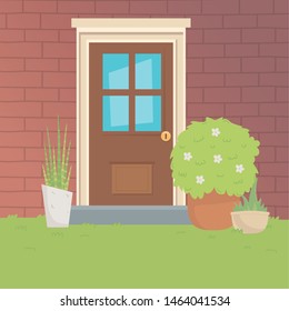 Traditional house door design vector illustrator