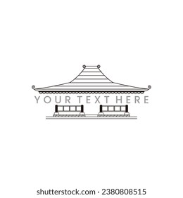 Traditional house line art vector template