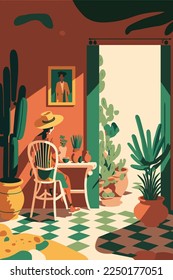 casa tradicional de la ciudad de méxico atracción de turismo vector ilustración de color plano arte de pared afiche 