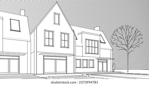 traditionelles Haus Skizze 3d Rendering
