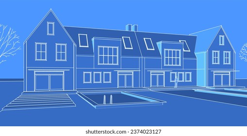  traditional house sketch 3d rendering