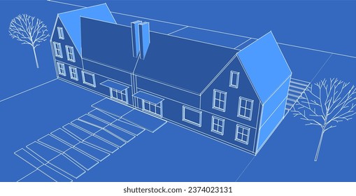  traditionelles Haus Skizze 3d Rendering