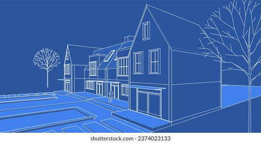  traditional house sketch 3d rendering