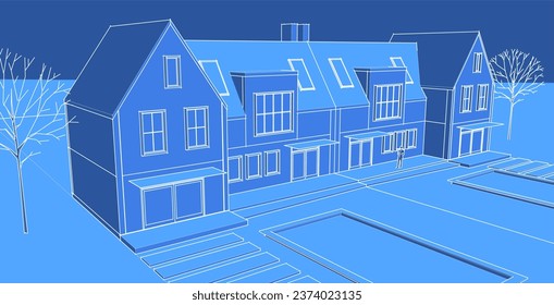  representación de 3d de la casa tradicional