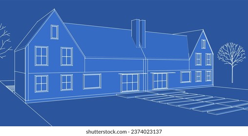  traditionelles Haus Skizze 3d Rendering