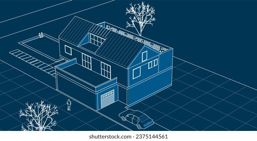  representación de 3d de la casa tradicional