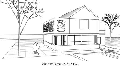  representación de 3d de la casa tradicional