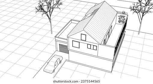  representación de 3d de la casa tradicional