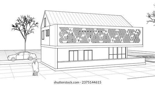  representación de 3d de la casa tradicional