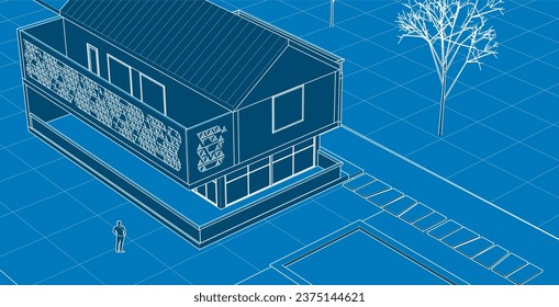  traditional house sketch 3d rendering