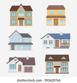 Ilustração vetorial tradicional de casa em estilo plano. Arrecadação residencial isolada no fundo.