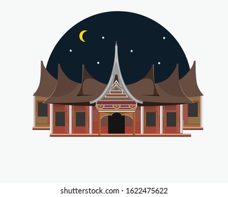 traditional house from West Sumatra Indonesia. vector illustration