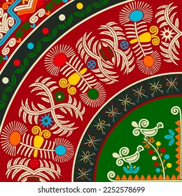 Traditional Hungarian embroidery vector decorative background card