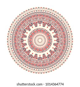 Traditional Hungarian round decorative element, vector.